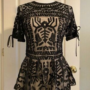 Parker Shannon Geo Print Mesh Shirt Black Small